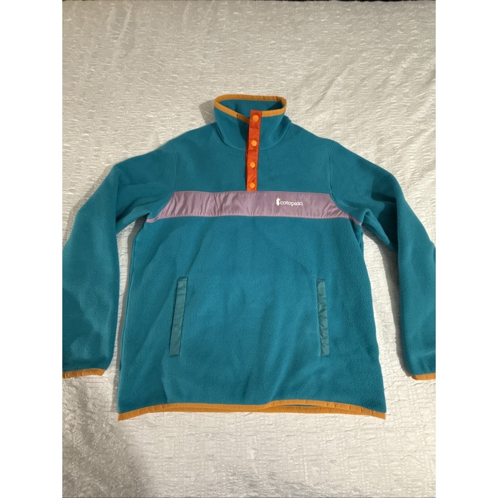 Cotopaxi Womens XL Button Up Fleece Pullover Blue Orange Pink Soft